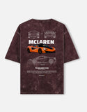 McLaren 720S Supercar Blueprint Acid Wash Oversized T Shirt JDM Streetwear Graphic Tee