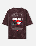 Ducati Panigale Acid Wash Oversized T Shirt Superbike Motorcycle Graphic Streetwear Tee