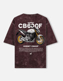 Honda Hornet CB600F Acid Wash Oversized T Shirt Motorcycle Graphic Streetwear Biker Tee