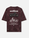 Harley Davidson Sportster Acid Wash Oversized T Shirt Motorcycle Blueprint Graphic Biker Streetwear Tee