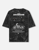 Harley Davidson Sportster Acid Wash Oversized T Shirt Motorcycle Blueprint Graphic Biker Streetwear Tee