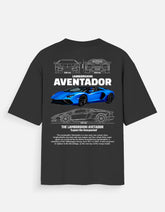 Lamborghini Aventador Blue Supercar Oversized T Shirt Luxury Sports Car Streetwear Tee