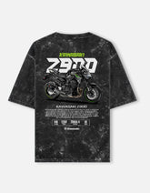 Kawasaki Z900 Acid Wash Oversized T Shirt Naked Sport Motorcycle Graphic Streetwear Tee