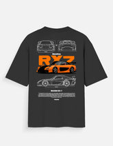 Mazda RX7 Oversized T Shirt JDM Sports Car Blueprint Graphic Streetwear Tee