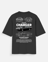 Dodge Charger Oversized T Shirt Classic Muscle Car Blueprint Graphic Streetwear Tee