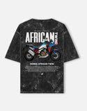 Honda Africa Twin Adventure Motorcycle Acid Wash Oversized T Shirt Off Road Touring Bike Graphic Streetwear Tee