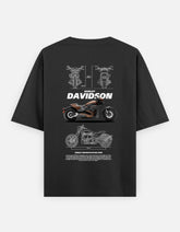 Harley Davidson Softail FXDR Blueprint Graphic Oversized T Shirt Premium Cruiser Biker Streetwear Cotton Tee