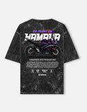 Yamaha R3 Phantom Acid Wash Oversized T Shirt Purple Sportbike Graphic Streetwear Motorcycle Rider Tee