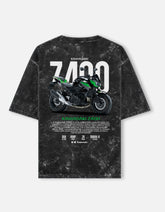 Kawasaki Z400 Acid Wash Oversized T Shirt Naked Bike Motorcycle Graphic Streetwear Tee