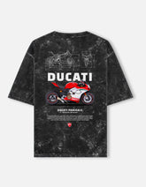 Ducati Panigale Acid Wash Oversized T Shirt Superbike Motorcycle Graphic Streetwear Tee