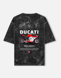 Ducati Panigale Acid Wash Oversized T Shirt Superbike Motorcycle Graphic Streetwear Tee