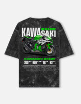 Kawasaki ZX10R Acid Wash Oversized T Shirt Ninja Superbike Racing Motorcycle Graphic Streetwear Tee