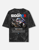 BMW S1000RR Acid Wash Oversized T Shirt Superbike Racing Motorcycle Graphic Streetwear Tee