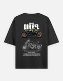 Ducati Diavel Blueprint Graphic Oversized T Shirt Premium Cruiser Bike Streetwear Cotton Rider Tee