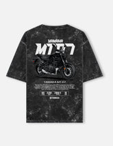 Yamaha MT07 Acid Wash Oversized T Shirt Naked Bike Graphic Streetwear Motorcycle Rider Tee
