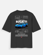 Bugatti Chiron Pur Sport Oversized T Shirt Hypercar Blueprint Graphic Luxury Supercar Streetwear Tee