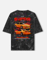 Toyota Supra MK4 Triple Gen Acid Wash Oversized T Shirt JDM Sports Car Streetwear Graphic Tee