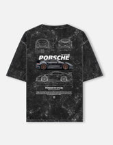 Porsche 911 GT3 RS Acid Wash Oversized T Shirt Motorsport Blueprint Graphic Streetwear Tee