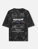 Porsche 911 GT3 RS Acid Wash Oversized T Shirt Motorsport Blueprint Graphic Streetwear Tee