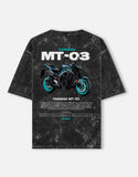 Yamaha MT03 Acid Wash Oversized T Shirt Naked Bike Graphic Streetwear Motorcycle Rider Tee