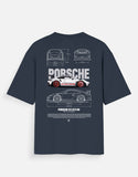 Porsche 911 GT3 RS Oversized T Shirt Sports Car Blueprint Graphic Streetwear Tee