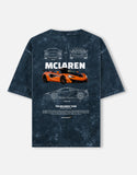 McLaren 720S Supercar Blueprint Acid Wash Oversized T Shirt JDM Streetwear Graphic Tee