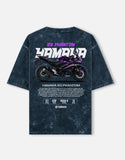 Yamaha R3 Phantom Acid Wash Oversized T Shirt Purple Sportbike Graphic Streetwear Motorcycle Rider Tee