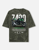 Kawasaki Z400 Acid Wash Oversized T Shirt Naked Bike Motorcycle Graphic Streetwear Tee