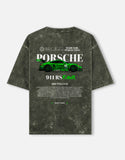 Porsche 911 RS Rawr Acid Wash Oversized T Shirt Racing Drift Club Streetwear Graphic Tee