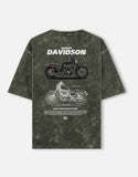 Harley Davidson Sportster Acid Wash Oversized T Shirt Motorcycle Blueprint Graphic Biker Streetwear Tee