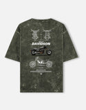 Harley Davidson FXDR Acid Wash Oversized T Shirt Cruiser Motorcycle Blueprint Graphic Streetwear Tee