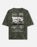 Back To The Future DeLorean DMC 12 Acid Wash Oversized T Shirt Time Machine Blueprint Graphic Streetwear Tee