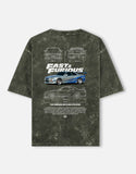 Fast And Furious Nissan Skyline GTR R34 Acid Wash Oversized T Shirt JDM Racing Streetwear Graphic Tee