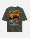 Mazda RX7 Blueprint Acid Wash Oversized T Shirt JDM Sports Car Graphic Streetwear Tee