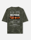 McLaren 720S Supercar Blueprint Acid Wash Oversized T Shirt JDM Streetwear Graphic Tee