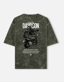 Harley Davidson Fat Bob Acid Wash Oversized T Shirt Cruiser Motorcycle Graphic Streetwear Biker Tee