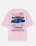 Lamborghini Aventador Blue Supercar Oversized T Shirt Luxury Sports Car Streetwear Tee