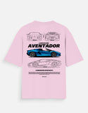 Lamborghini Aventador Oversized T Shirt Supercar Graphic Streetwear Racing Tee