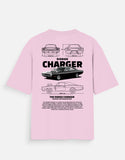 Dodge Charger Oversized T Shirt Classic Muscle Car Blueprint Graphic Streetwear Tee
