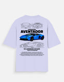 Lamborghini Aventador Blue Supercar Oversized T Shirt Luxury Sports Car Streetwear Tee