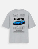 Bugatti Chiron Pur Sport Oversized T Shirt Hypercar Blueprint Graphic Luxury Supercar Streetwear Tee