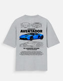 Lamborghini Aventador Blue Supercar Oversized T Shirt Luxury Sports Car Streetwear Tee
