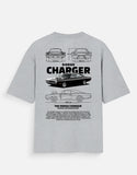 Dodge Charger Oversized T Shirt Classic Muscle Car Blueprint Graphic Streetwear Tee