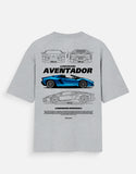 Lamborghini Aventador Oversized T Shirt Supercar Graphic Streetwear Racing Tee
