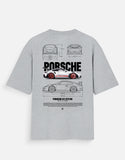 Porsche 911 GT3 RS Oversized T Shirt Sports Car Blueprint Graphic Streetwear Tee