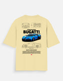 Bugatti Chiron Pur Sport Oversized T Shirt Hypercar Blueprint Graphic Luxury Supercar Streetwear Tee