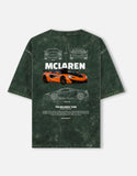 McLaren 720S Supercar Blueprint Acid Wash Oversized T Shirt JDM Streetwear Graphic Tee