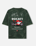 Ducati Panigale Acid Wash Oversized T Shirt Superbike Motorcycle Graphic Streetwear Tee