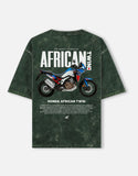 Honda Africa Twin Adventure Motorcycle Acid Wash Oversized T Shirt Off Road Touring Bike Graphic Streetwear Tee