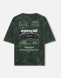Porsche 911 GT3 RS Acid Wash Oversized T Shirt Motorsport Blueprint Graphic Streetwear Tee